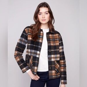 Plaid Jacket in Black, Brown, and White